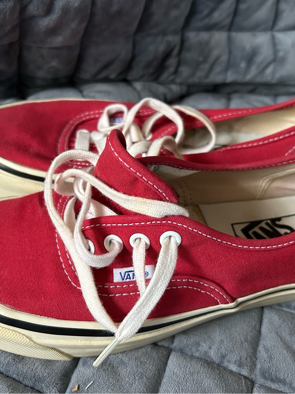 Vans Red and Cream Low-Top Canvas Sneakers - Picture 5 of 6